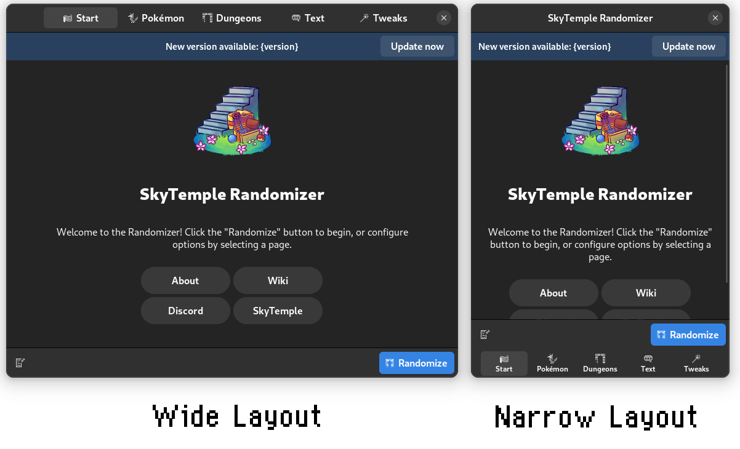 Preview of SkyTemple Randomizers new UI